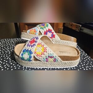 Glaze Multicolor Crochet Platform Sandals 6.5